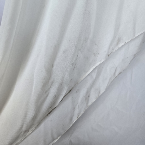 Tara Keely lace applique sheer ivory chiffon flowy wedding dress sz Small 2/4 - Picture 12 of 16